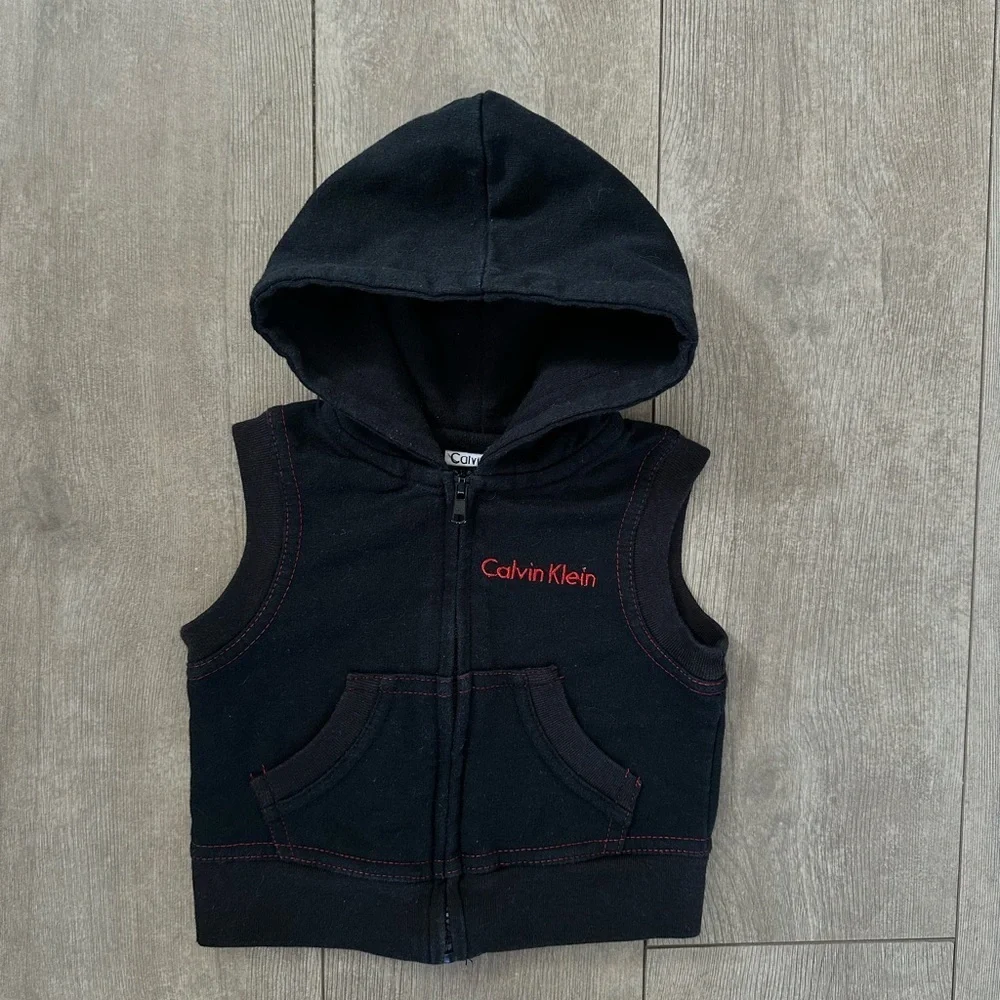 Calvin Klein baby boy zip vest hoodie 0-3 months
